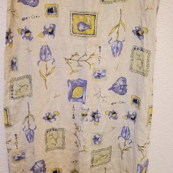 Onque XL 100% Linen Multiple Pattern Yellow Maxi Dress - Picture 4 of 7